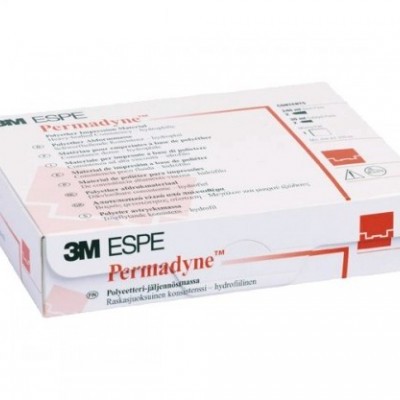 Caixa branca com texto 3M ESPE Permadyne para material de moldagem