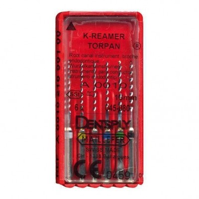 Conjunto de limas endodônticas K-Reamer Torpan em caixa vermelha transparente