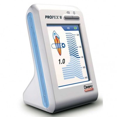 Dispositivo eletrónico PROPEX II DENTSPLY SIRONA com ecrã colorido e corpo branco e azul