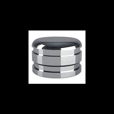 Tampa metálica circular prateada com detalhes em branco