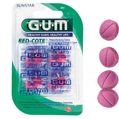 Pacote e comprimidos efervescentes GUM Red-Cote cor rosa