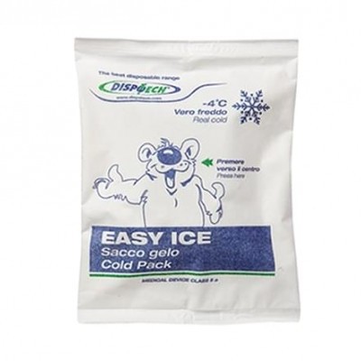 Saco branco de gelo Easy Ice com texto azul e verde e imagem de urso polar
