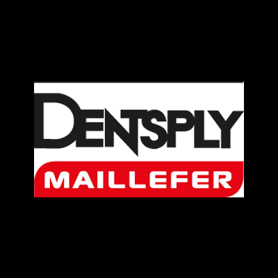 Logotipo DENTSPLY MAILLEFER com fundo branco e vermelho