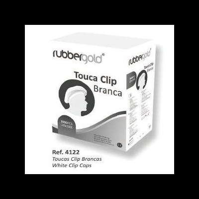 Embalagem branca de touca clip branca da marca rubbergold.