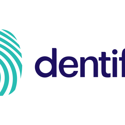 Logótipo 'dentify' com impressão digital verde água