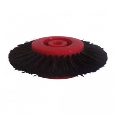 Escova circular vermelha com cerdas pretas