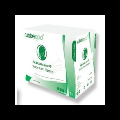 Caixa de máscaras verdes com elástico rubber gold