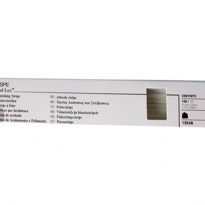 Embalagem branca de tiras de acabamento e polimento 3M ESPE Sof-Lex com texto em várias línguas