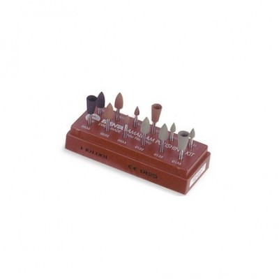 conjunto de cabeças abrasivas em base castanha