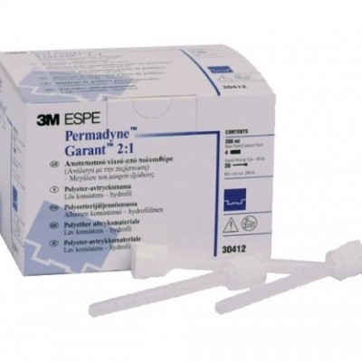 Embalagem branca e azul do produto 3M ESPE Permadyne Garant 2:1 com aplicadores