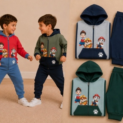 Conjuntos de roupa infantil com capuz, fecho e desenhos da PAW Patrol em várias cores