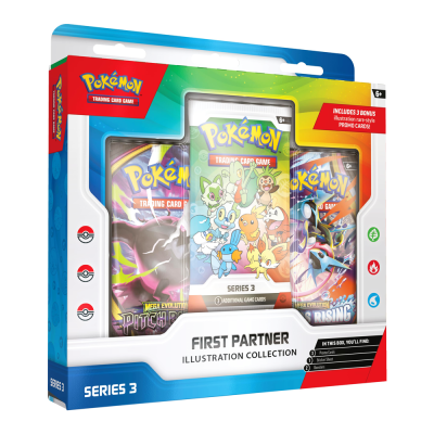 Caixa de coleção Pokémon Trading Card Game Series 3 com três pacotes de cartas e embalagem colorida