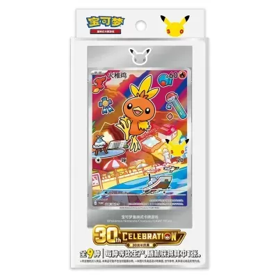 Cartão colecionável Pokémon Torchic em embalagem 30th Celebration