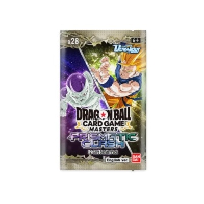 Pacote de cartas Dragon Ball Card Game Masters Prismatic Clash com 12 cartas e personagens Freeza e Goku