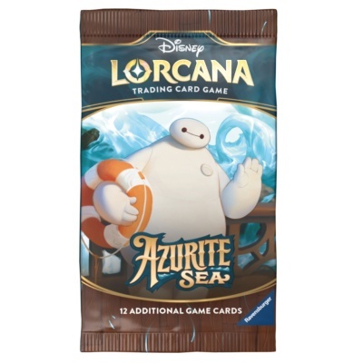 Pacote de cartas Disney Lorcana Azurite Sea com personagem e texto
