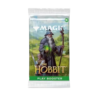 Pacote de cartas Magic The Gathering The Hobbit com figura de mago e personagem com espada