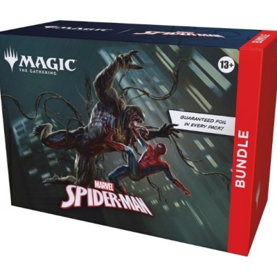 Caixa do jogo Magic The Gathering Marvel Spider-Man com Venom e Spider-Man