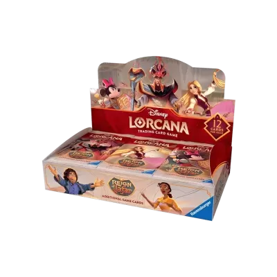 Expositor de cartas do jogo Disney Lorcana com tema Reign of Jafar