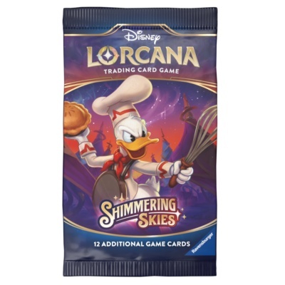 Embalagem Disney Lorcana Shimmering Skies com Pato Donald cozinheiro