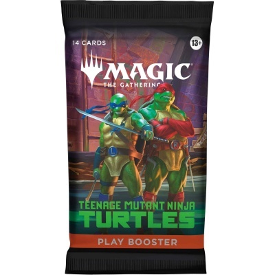 Embalagem de cartas Magic The Gathering Teenage Mutant Ninja Turtles com personagens das Tartarugas Ninja.