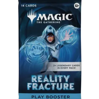 Pacote de cartas Magic The Gathering Reality Fracture azul com personagem