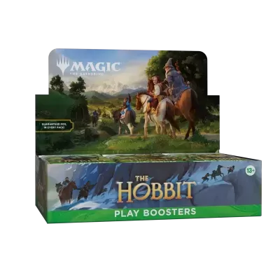 Caixa de Magic The Gathering The Hobbit Play Boosters com ilustração e texto