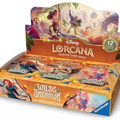 Caixa de exibição com pacotes de cartas de jogo Disney Lorcana Wilds Unknown