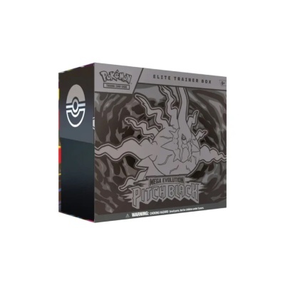 Caixa Pokémon Elite Trainer Box em preto e cinzento com ilustração de Pokémon