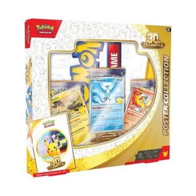 Conjunto de coleção Pokémon com cartas e poster em embalagem comemorativa 30 anos