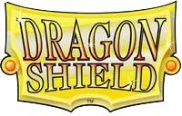 Logótipo DRAGON SHIELD em letras douradas