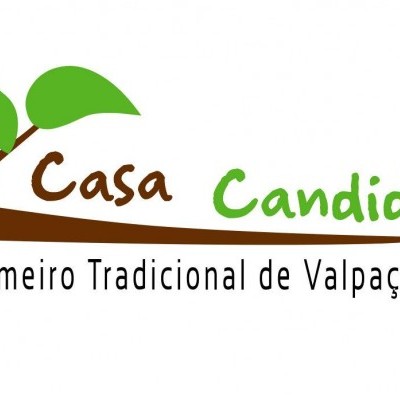 Logotipo Casa Candido com texto e desenho de planta