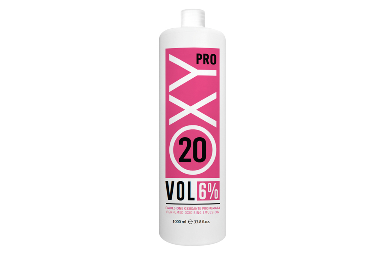 Frasco branco com rótulo rosa e preto Onyx Pro 20 Volume 6%
