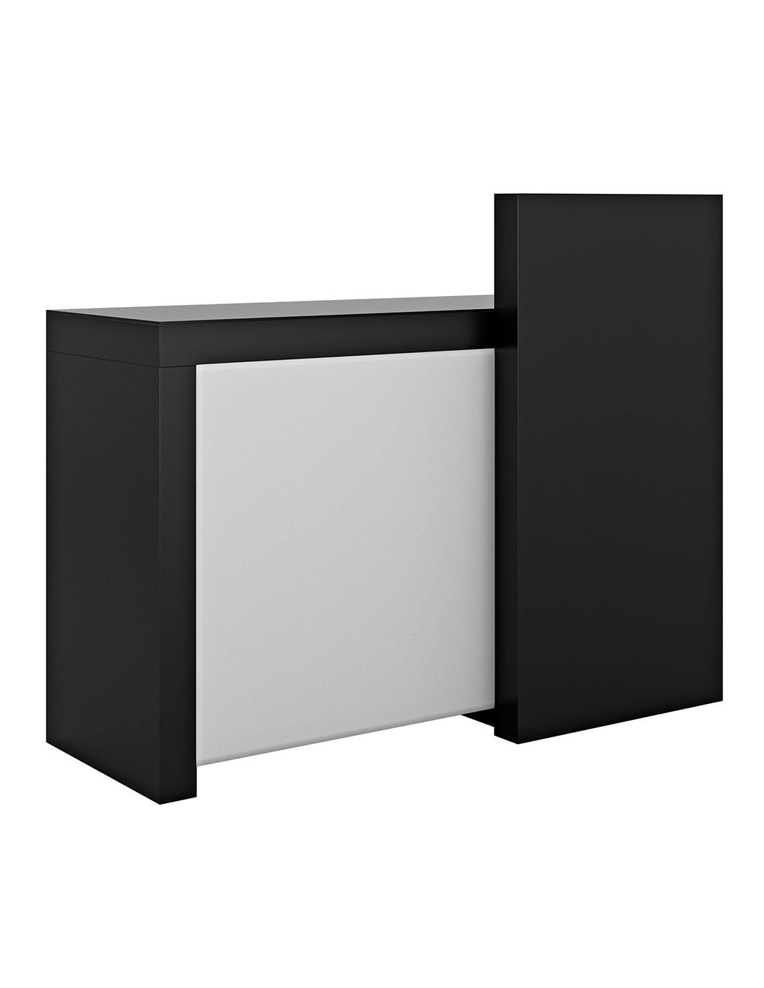 Móvel de arrumação preto com porta deslizante branca