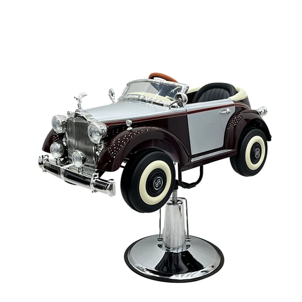 Cadeira infantil em forma de carro clássico com base cromada