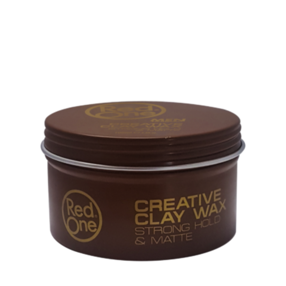 Pote castanho de cera modeladora para cabelo Red One Creative Clay Wax