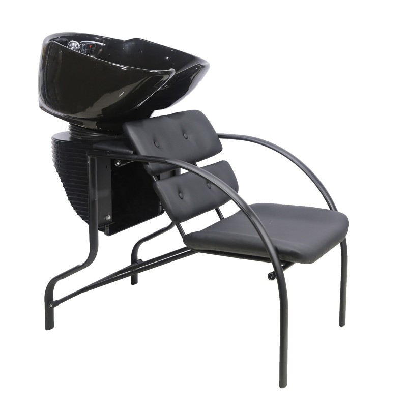 Cadeira de salão de cabeleireiro preta com lava-cabeças