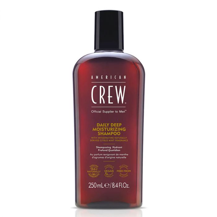 Frasco de champô American Crew Daily Deep Moisturizing Shampoo com tampa preta