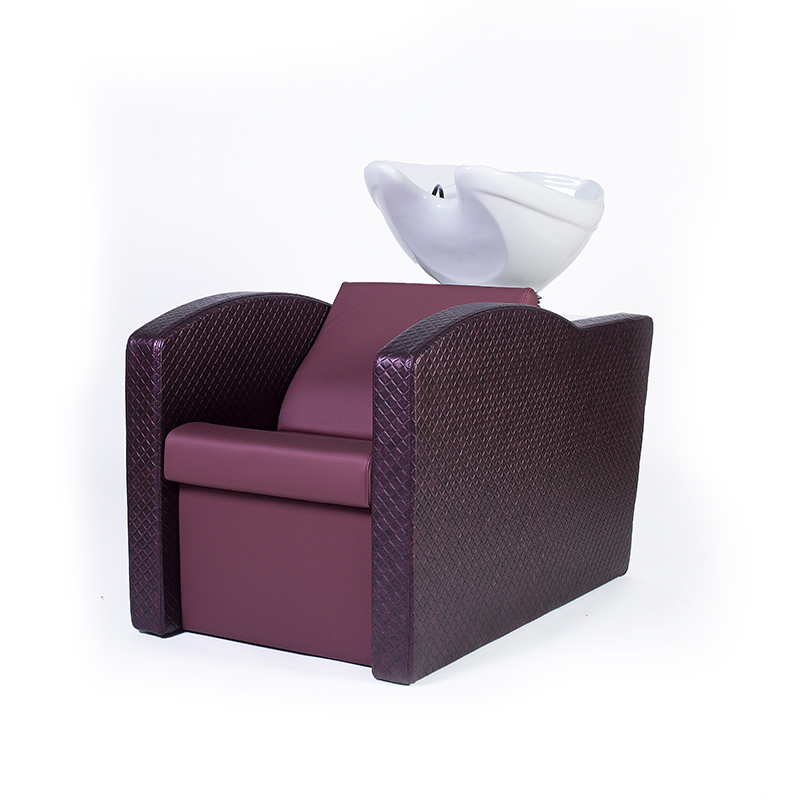 Cadeira de lavatório para cabeleireiro castanha escura com lava-cabeças branco