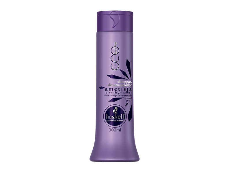 Frasco roxo de produto capilar Haskell de 300ml