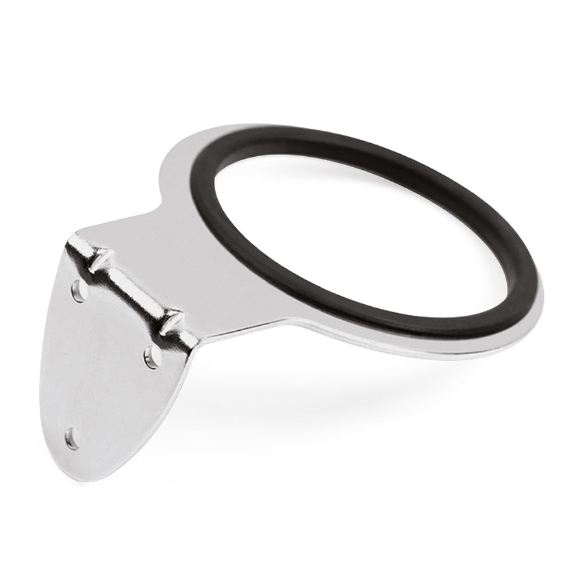 Suporte de metal cromado com revestimento preto emborrachado circular