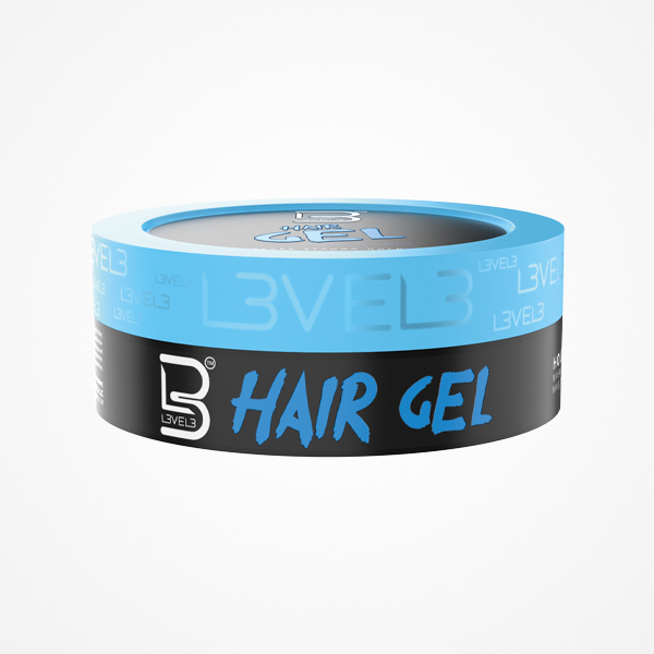Frasco de gel para cabelo LEVEL3 azul e preto