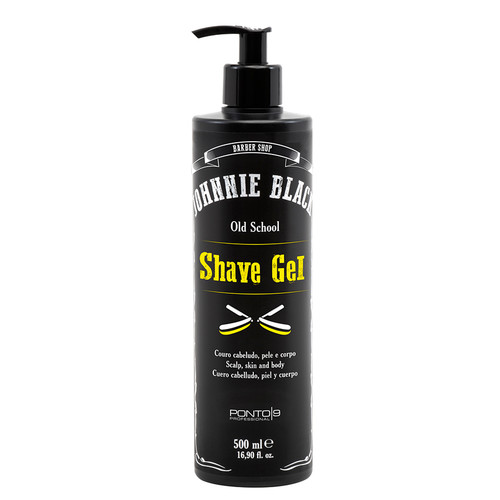 Frasco preto com bomba de gel de barbear Johnnie Black Old School, 500 ml.