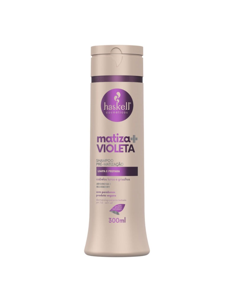 Frasco de shampoo Haskell Matiza + Violeta 300ml para cabelos loiros e grisalhos