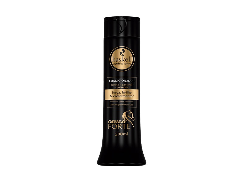 Frasco preto de condicionador Haskell Cavalo Forte 300ml