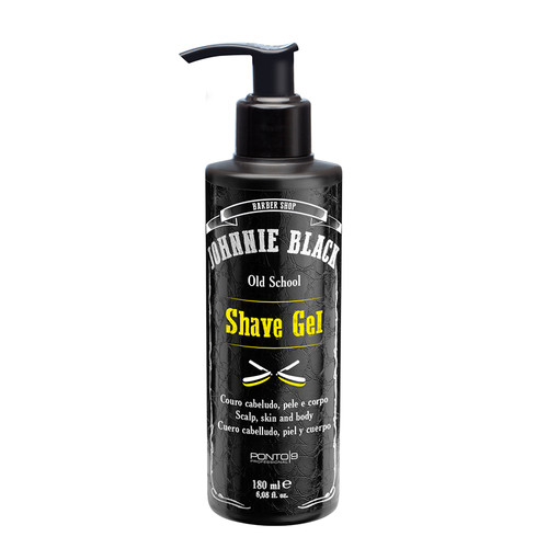 Frasco preto de gel de barbear JOHNNIE BLACK com doseador