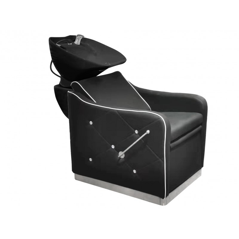 Poltrona preta com lavatório integrado para salão de beleza