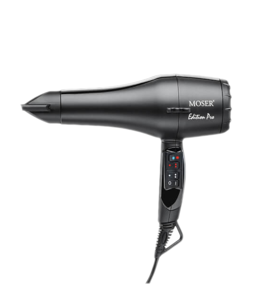 Secador de cabelo preto MOSER Edition Pro com botão de controlo