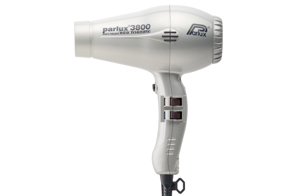 Secador de cabelo branco com texto 'parlux 3800' e 'PARLUX'