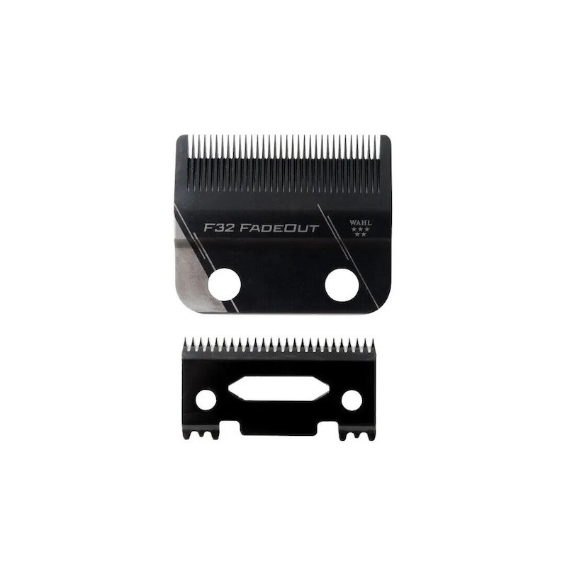 Lâminas de corte pretas para máquina de barbear com texto F32 FADEOUT