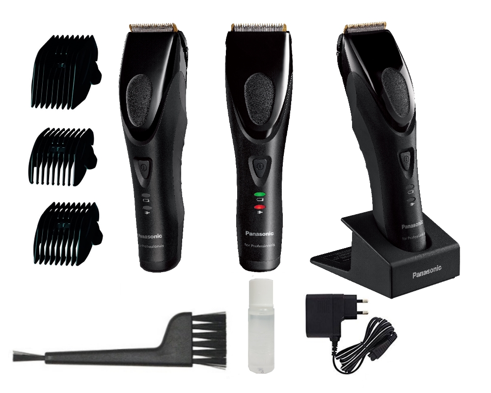 Máquina de cortar cabelo Panasonic negra com acessórios